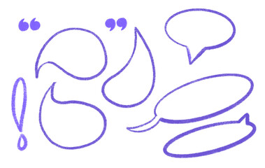 Hand drawn speech bubbles, doodle comments and quotes, clipart set