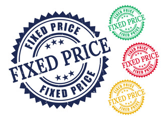 No Discount Price Stamp Set, Grunge Rubber Fixed Price Tag Design  
