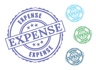 Business Expense Stamp Set, Grunge Rubber Cost Tracking Vector Icons  
