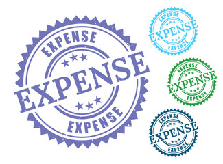 Expense Management Stamp Bundle, Grunge Rubber Cost Overview Vectors  