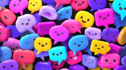 Eyecatching animated expressions in colorful chat bubbles offering a fun visual element for blogs and online tutorials presented in highresolution 4K with a versatile transparent background.