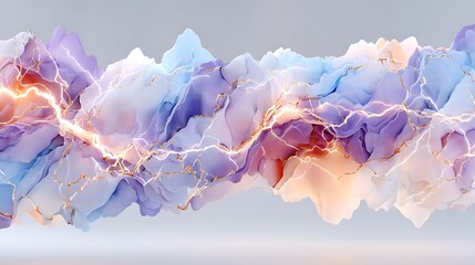 Violet and White Abstract Energy Wave with Electric Plasma Effect