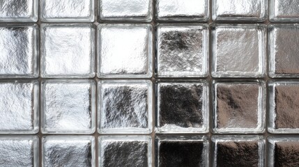 Contemporary glass brick wall with translucent light effects