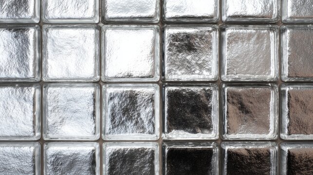 Contemporary glass brick wall with translucent light effects