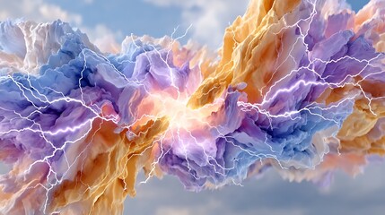 Stunning Violet and White Electrical Plasma in Abstract Sky Scene