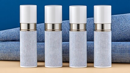 Elegant White Lipstick Tubes Displayed on a Vibrant Blue Background