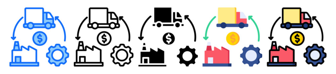 Supply Chain icon Multi Style Vector Illustration