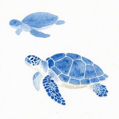 Set of watercolor turtle illustration. Illustration for children's design, cards, prints or interior decor. Isolated on white background