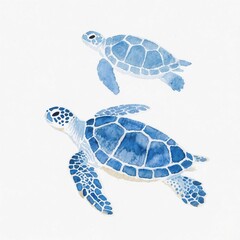 Set of watercolor turtle illustration. Illustration for children's design, cards, prints or interior decor. Isolated on white background