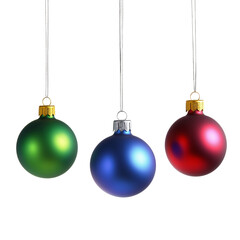 Colorful Hanging Christmas Ornaments on Transparent Background