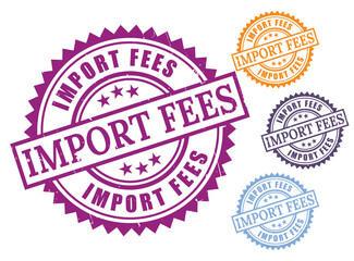 Grunge Customs Stamp Collection, Import Charges and Duty Label Set  