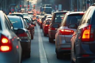 City Traffic Jam During Winter Rush Hour