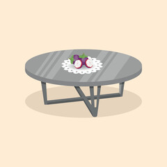 mangosteen fruit on the round table illustration design vector