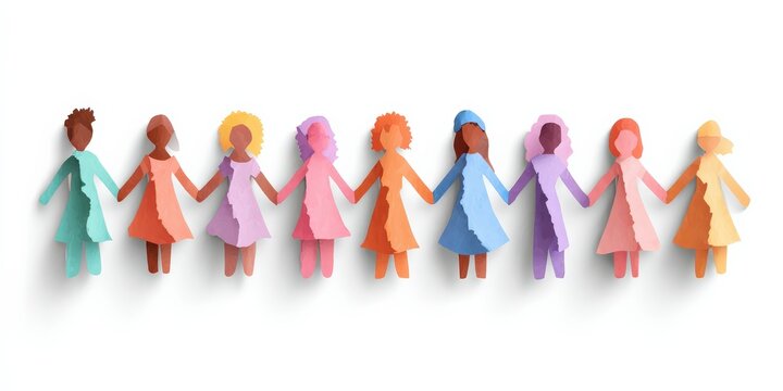 Diverse women holding hands, symbolizing unity and empowerment.