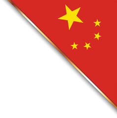 banner with flag of China, corner banner with gold frame