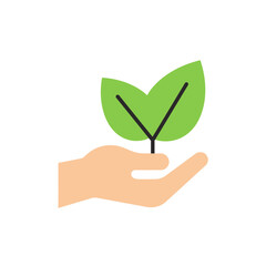 A minimalist green leaf vector icon for sustainability