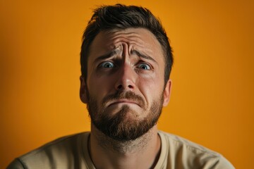 Obraz premium Crying Man Expressing Sadness and Emotion Close-Up