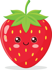 Fresh, ripe red strawberry vector illustration isolated on a white background, perfect for healthy fruit and dessert designs