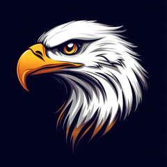 Fototapeta premium Majestic bald eagle staring with intense gaze on dark background