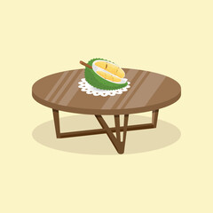 durian fruit on the round table illustration design vector