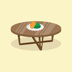 mango fruit on the round table illustration design vector