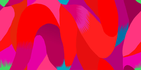 Dynamic abstract bold colors shapes pattern. Hand drawn unique contemporary print. Fashionable template for design.