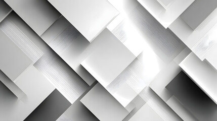 Fototapeta premium Abstract white background with texture pattern, layered geometric triangle shapes, white and grey glossy squares, abstract tech banner design. Graphic design element stripes concept for web, flyer