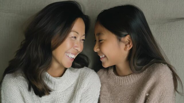 mother and daughter having fun