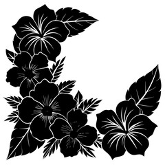 Hibiscus Flower Corner Silhouette Vector
