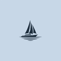 Yacht logo in clean and elegant silhouette illustration.