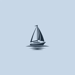 Yacht logo in clean and elegant silhouette illustration.