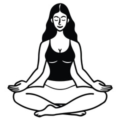 Yoga woman silhouette in serene lotus pose for health and relaxation illustration