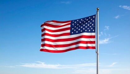 American flag waving in a clear blue sky (5)