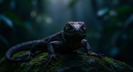 Obraz premium Lizard on Mossy Rock