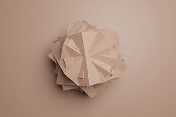Minimalist Geometric Paper Sculpture Style Rendered in 3D with Mocha Mousse Hues, Suitable for Art Direction Concepts, Branding Videos, and Clean Contemporary Visual Identities