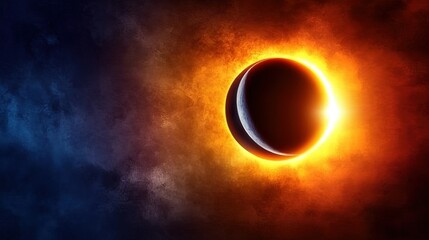 Sunrise with a glowing solar eclipse, symbolizing cosmic harmony and celestial wonder.