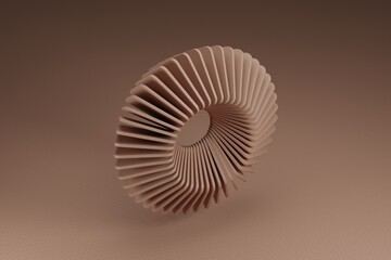 Geometric Torus Sculpture in 3D with Sliced Segments and Mocha Mousse Color Trend, Perfect for Abstract Backgrounds, Modern Motion Graphics or Conceptual Design Presentations