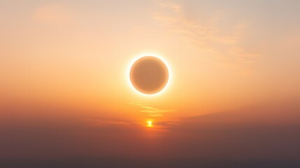 Sunrise with a glowing solar eclipse, symbolizing cosmic harmony and celestial wonder.