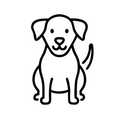 Fototapeta premium Cartoon dog sitting with tail wagging in a minimalist style 