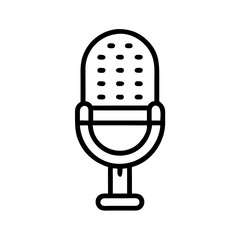 Microphone icon in simple line art style on white background  