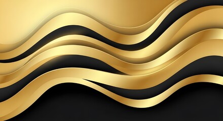 Elegant Golden and Black Wavy Ribbons