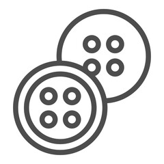 Two plastic buttons line icon, sewing theme concept. Vector graphics. Buttons pair, handicraft accessory sign on white background, outline style icon for mobile or web design.