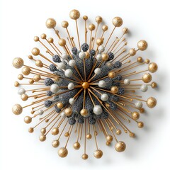 Decorative metallic starburst wall art with spherical accents.
