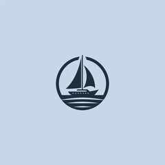 Yacht logo in clean and elegant silhouette illustration.