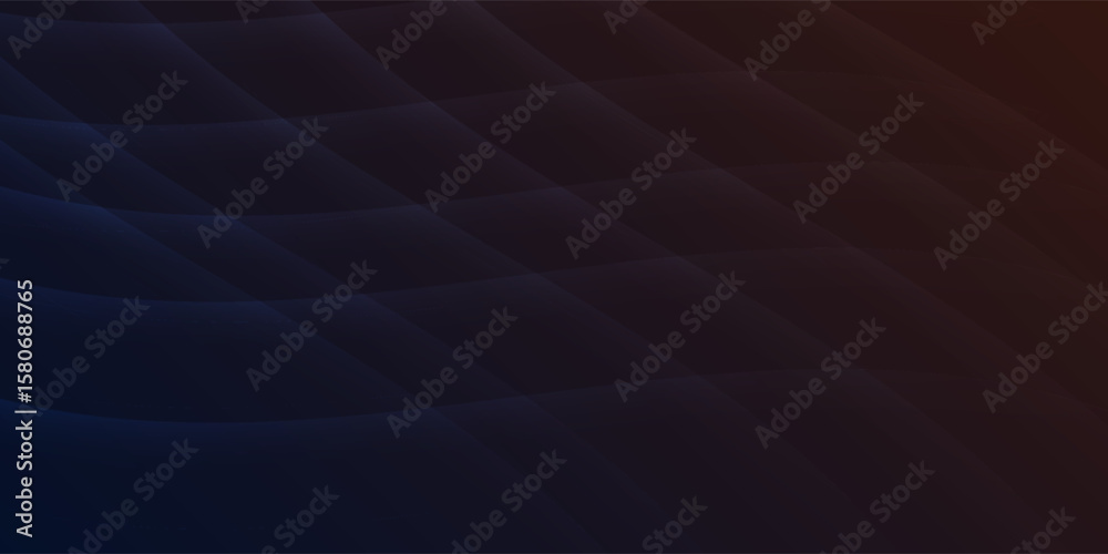 Poster dark abstract wave background with flowing lines in deep blue and soft red hues. elegant and minimal