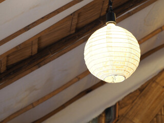 Round paper lanterns in a Japanese restaurant
