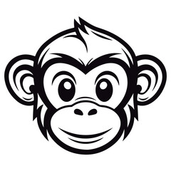 Obraz premium outlined Monkey coloring page illustration.
