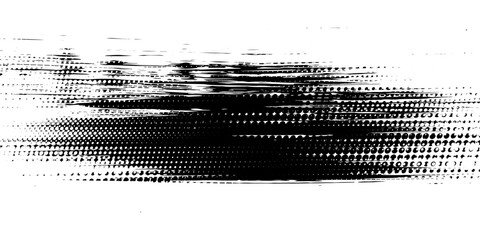 Glitch distorted grunge layer . Noise destroyed texture . Trendy defect error shapes . Overlay grunge texture . Distressed effect .Vector shapes with a halftone dots screen print texture