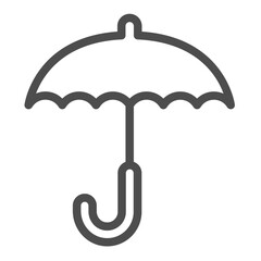 Umbrella with handle line icon, spring season concept. Vector graphics. Parasol with hook for hand, weather sign on white background, outline style icon for mobile or web design.