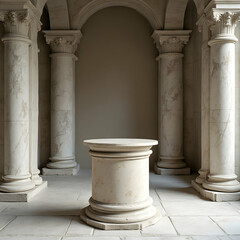 Display Stand in Classic Architectural Setting with Columns